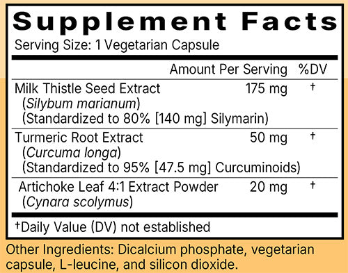 Milk Thistle with Artichoke & Turmeric Ingredients
